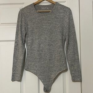 Abercrombie & Fitch Soft A&F Cozy Heather Gray Long Sleeve Bodysuit Size Medium